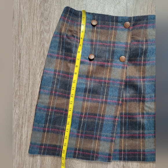 Miss Patina London Galloway Academia Tartan Plaid Wool Blend Wrap Skirt UK 10 6 - Picture 16 of 16
